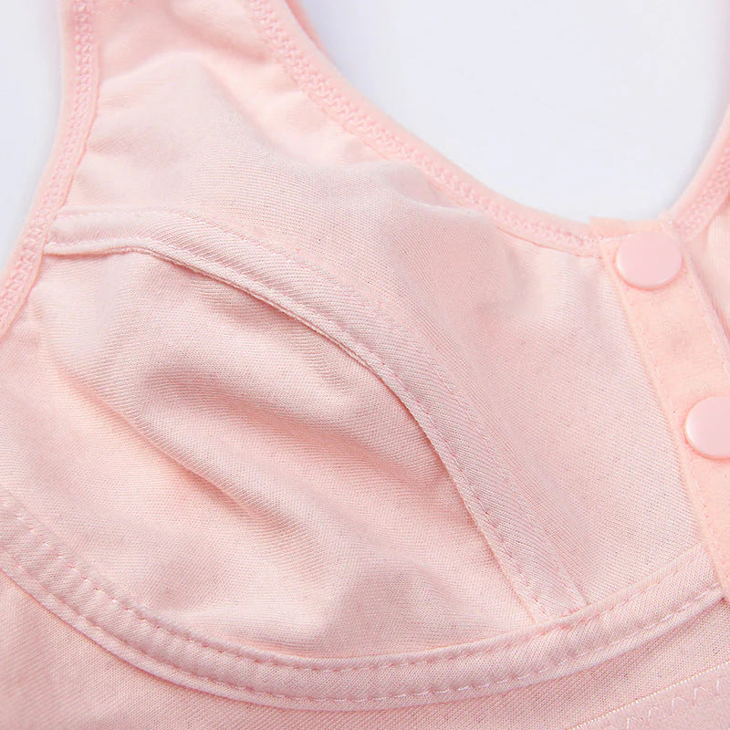 Comfortable Solid Seamless Front Button Front Open Bra