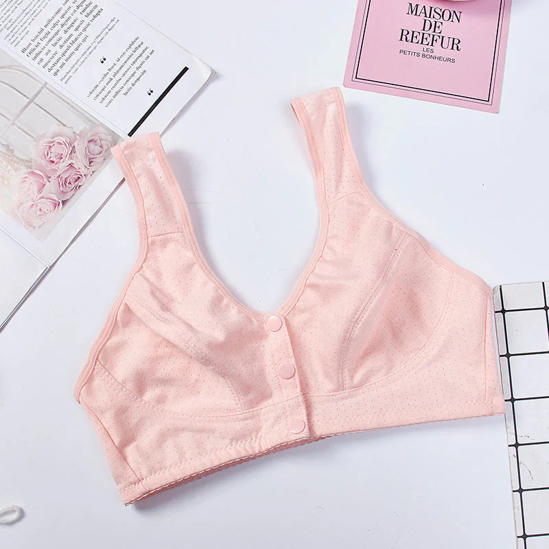 Comfortable Solid Seamless Front Button Front Open Bra