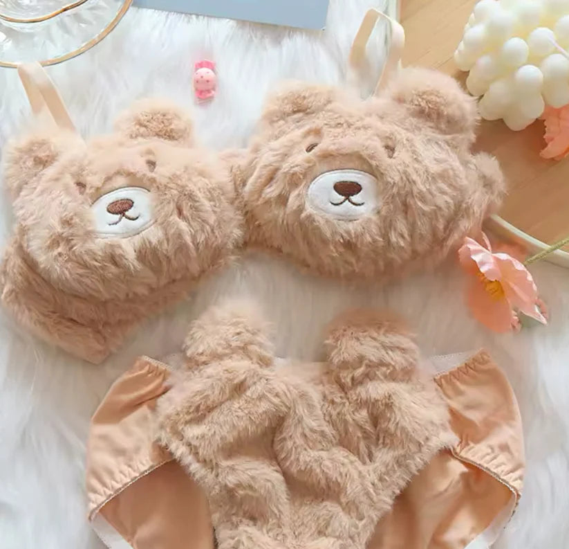 New High Quality Sexy Cute  Anime Soft Plush Design Bra & Panty Set