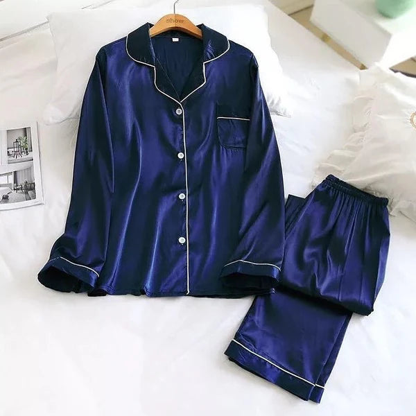 Silk Night Suit For Women Girls- Pjs For Women Two Piece Set