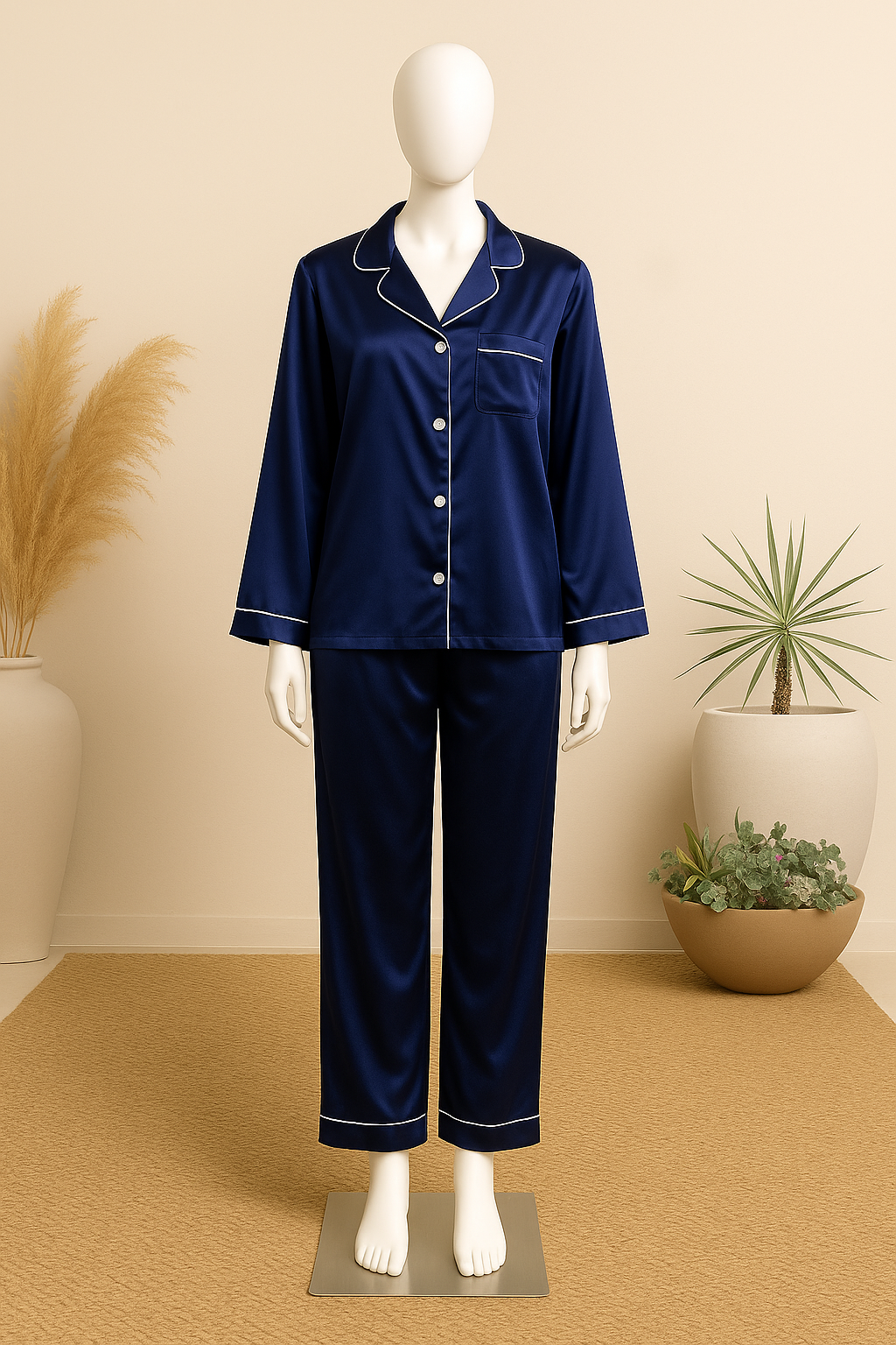 Silk Night Suit For Women Girls- Pjs For Women Two Piece Set