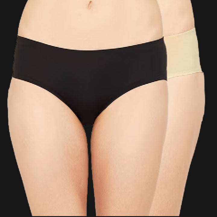 Pack of 2 Soft Cotton Jersey Underwear Panties for Girls & Women - Black & Skin Color