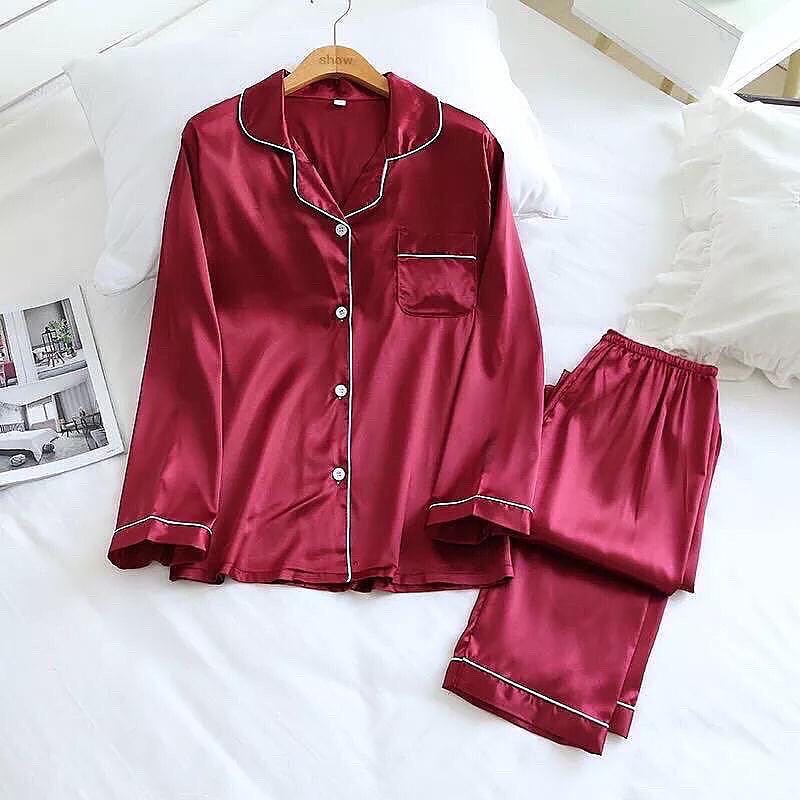 Silk Night Suit For Women Girls- Pjs For Women Two Piece Set