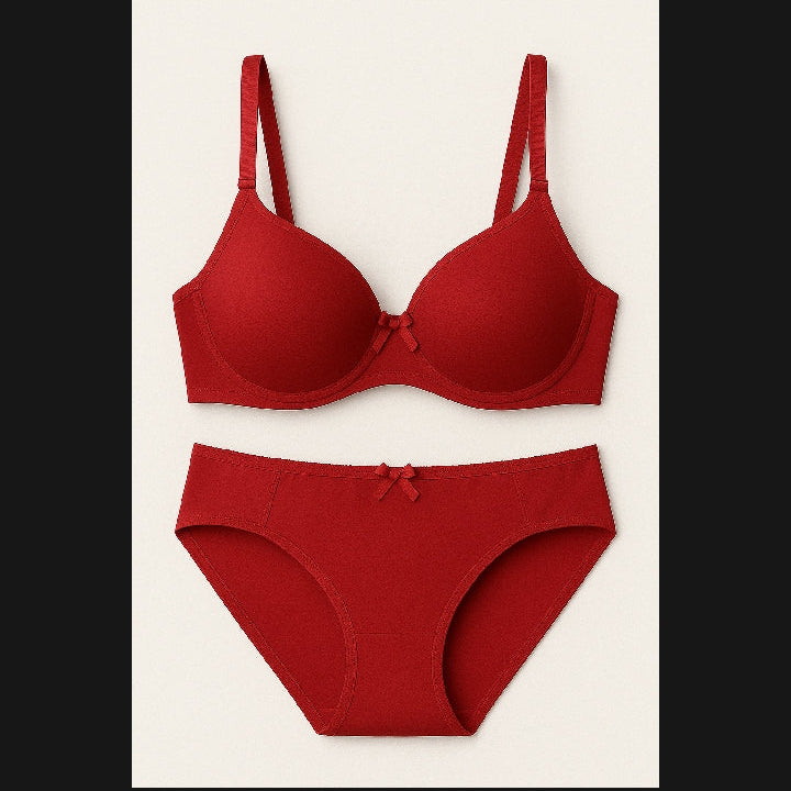 Women’s Premium Bra & Panty Set – Comfortable, Stylish, Lace Full Coverage Lingerie (Red / Black / Skin) ( pink )