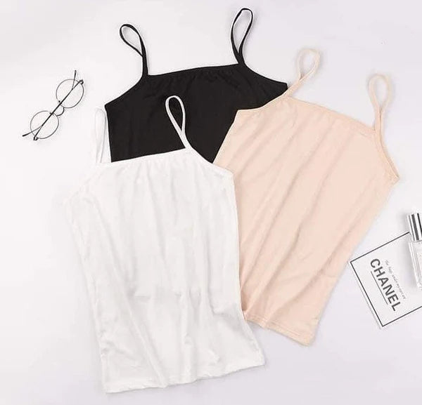 Daily Wear Cotton Camisole ( PACK OF 3) black,white,skin