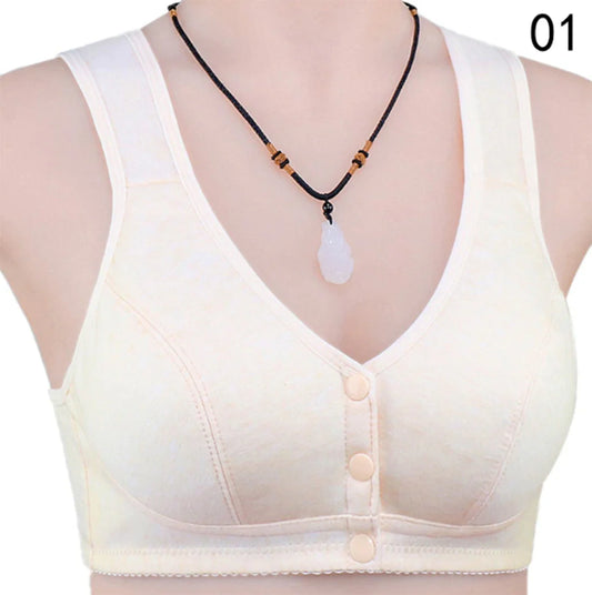 Comfortable Solid Seamless Front Button Front Open Bra