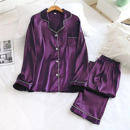 Silk Night Suit For Women Girls- Pjs For Women Two Piece Set