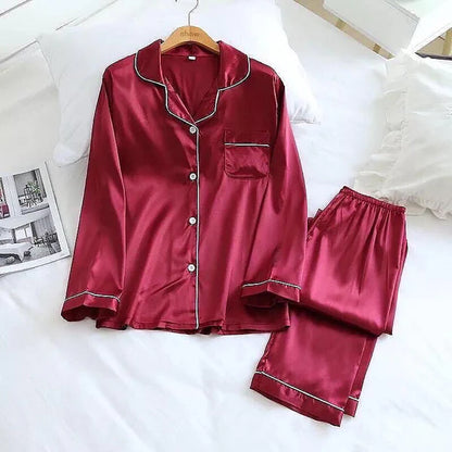 Silk Night Suit For Women Girls- Pjs For Women Two Piece Set