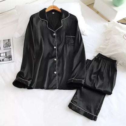 Silk Night Suit For Women Girls- Pjs For Women Two Piece Set