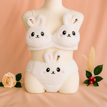 Cute Anime Soft Plush Design bra underwear Japanese cartoon rabbit underwear Bra & Panty Set